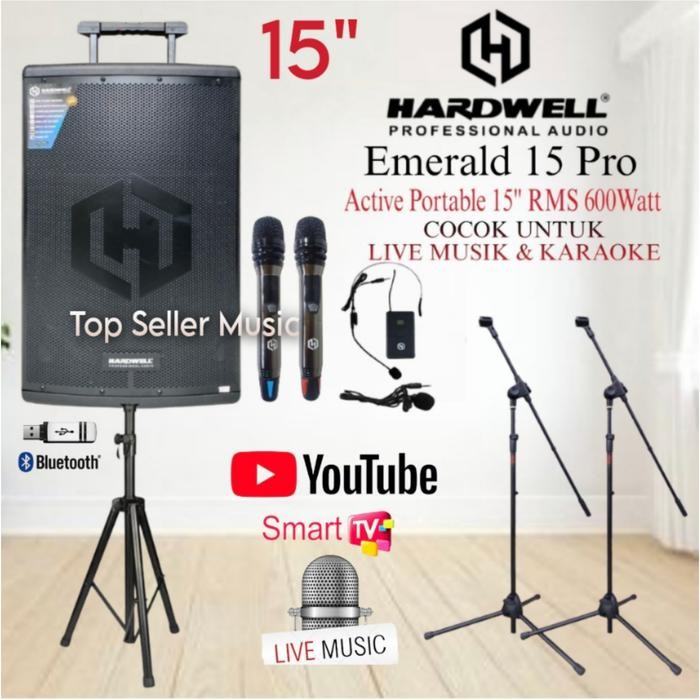 Paket Speaker Aktif Hardwell Emerald 15 Live Musik Karaoke New
