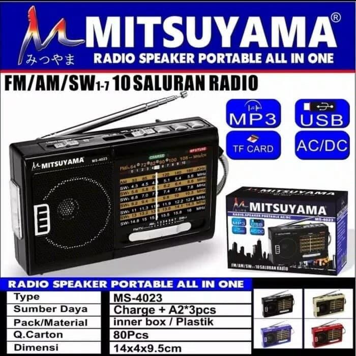 Radio Speaker Portable Ac/Dc Mp3 Ms-4023 Mitsuyama Fm Am Sw Usb Tf Card