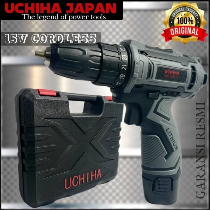 [Expert] mesin bor cordless UCHIHA 18vol baterai cas charger tanpa kabel obeng