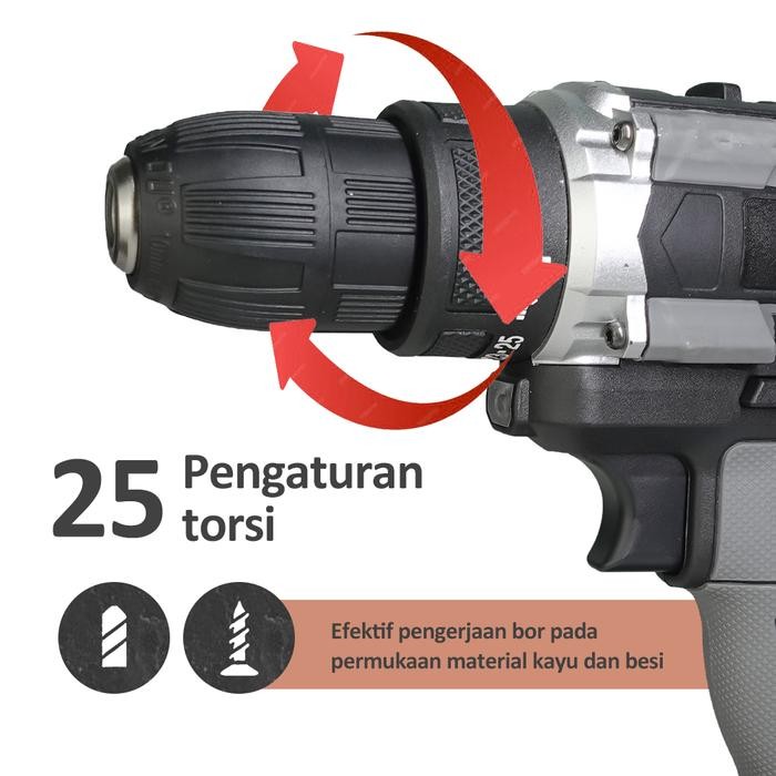 Toolbox Mesin Bor Baterai Komplit Nesin Bor Tangan Bor Listrik Impact Drill/Beton Besi Bor Kayu/Cod