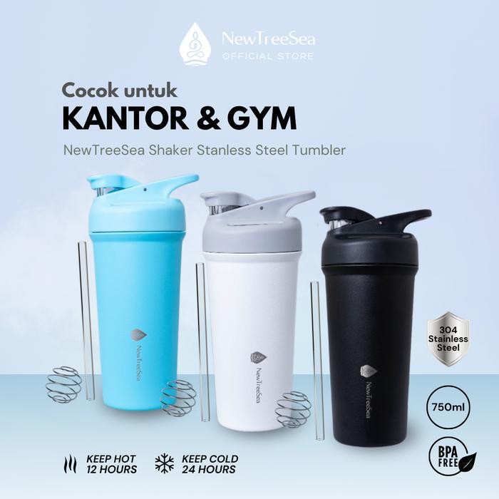 Newtreesea Shaker Tumbler Stainless Steel 750Ml - Tumbler Gym Olahraga - Bebas Bpa & Phthalates