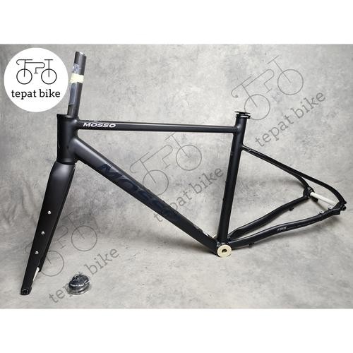 Frame Set Mosso 735 GVL Alloy 700c Clean look (Kabel Dalam) Include Fork Carbon + Headset - Metallic