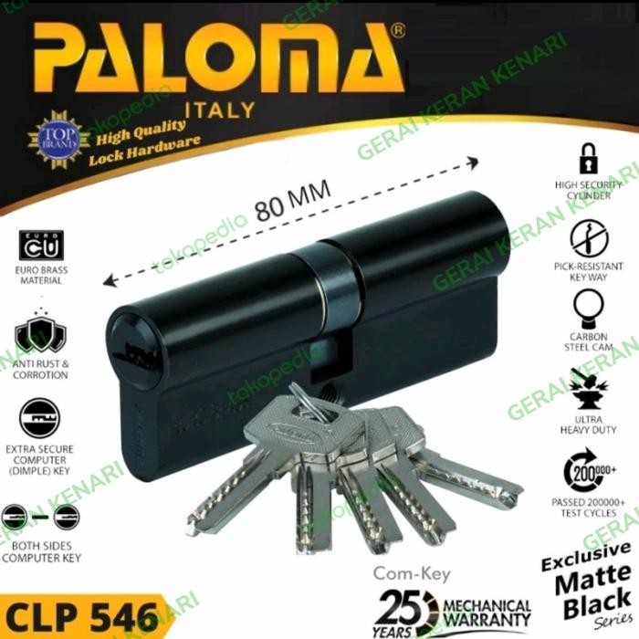 Menarik Paloma Clp 546 Cylinder Anak Kunci Pintu 8 Cm Matt Black Hitam
