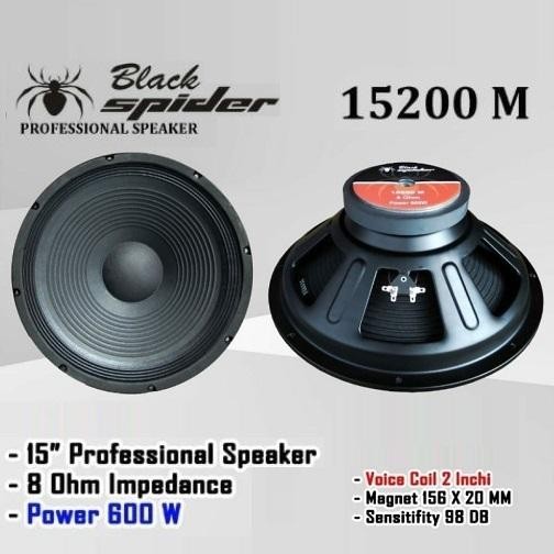 Speaker Black Spider 15" 15200Mb 15200 M Original 15 Inchi Vc 2"Inch 600W 8R Profesional Speaker