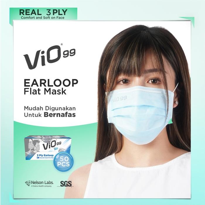Vio99 Mask Earloop - Masker Vio 3 Ply Isi 50 Pcs Masker Medis Vio 99