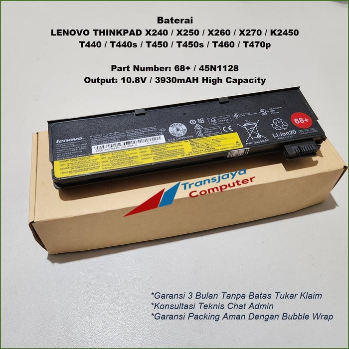 Baterai Battery Laptop Thinkpad X240 X250 X260 X270 Baterai Eksternal Li-ion20