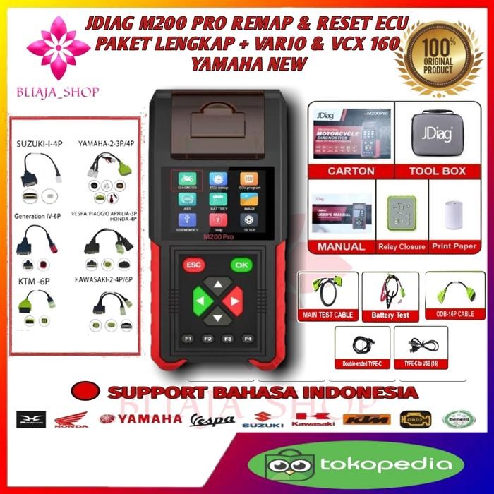 JDIAG M200 PRO Alat Remap Ecu Diagnostic Tool OBD2 Scanner Scener Cek Kerusakan Motor Injeksi & Non