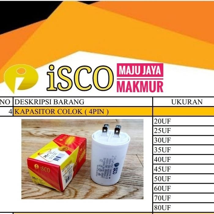 kapasitor pin kaki 4 colok 80 mf ISCO