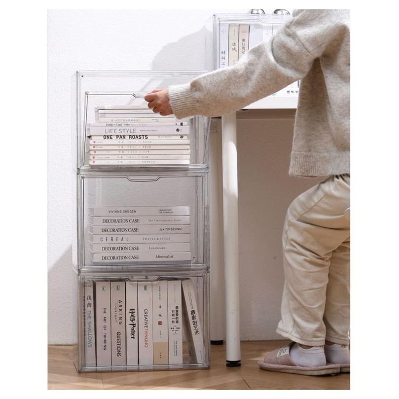 Books Meja Container Box Organiser Acrylic Transparent