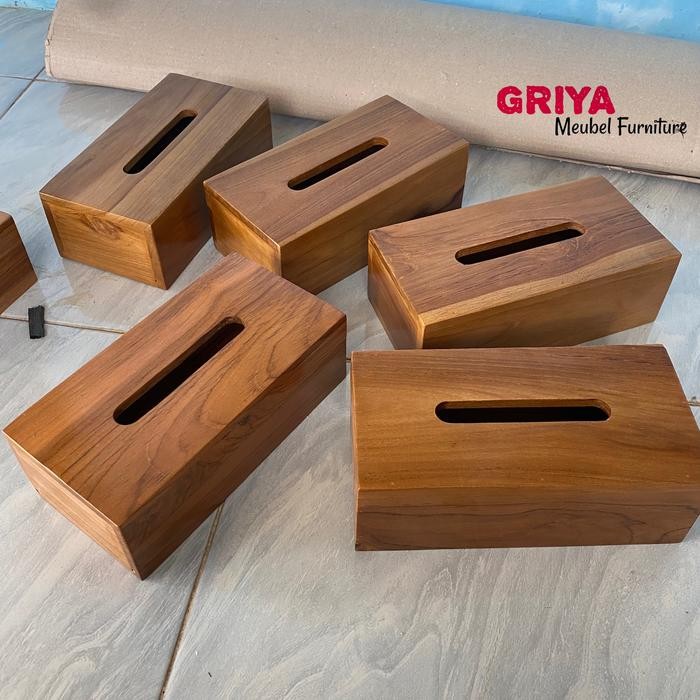 tempat tisu kayu jati - kotak tisu jati - tempat tisu estetik