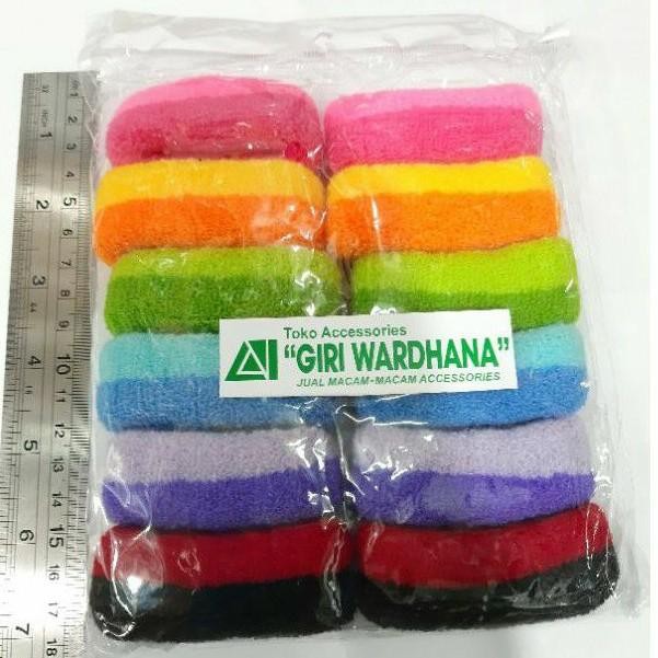 FAVORITE Ikat Rambut Donat / handuk halus 2warna besar 12pcs grosir