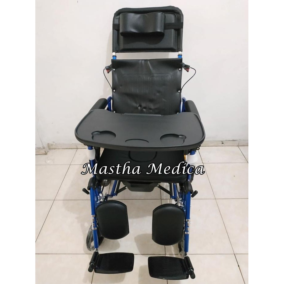 Kursi Roda Alumunium multifungsi 5 in1 Tempat Tidur BAB Makan selonjor
