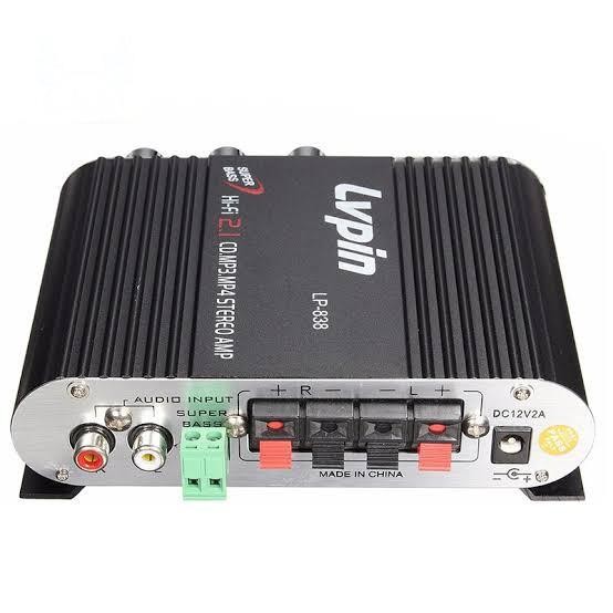 LVPIN Mini HiFi Stereo Amplifier Treble Bass Booster 12V