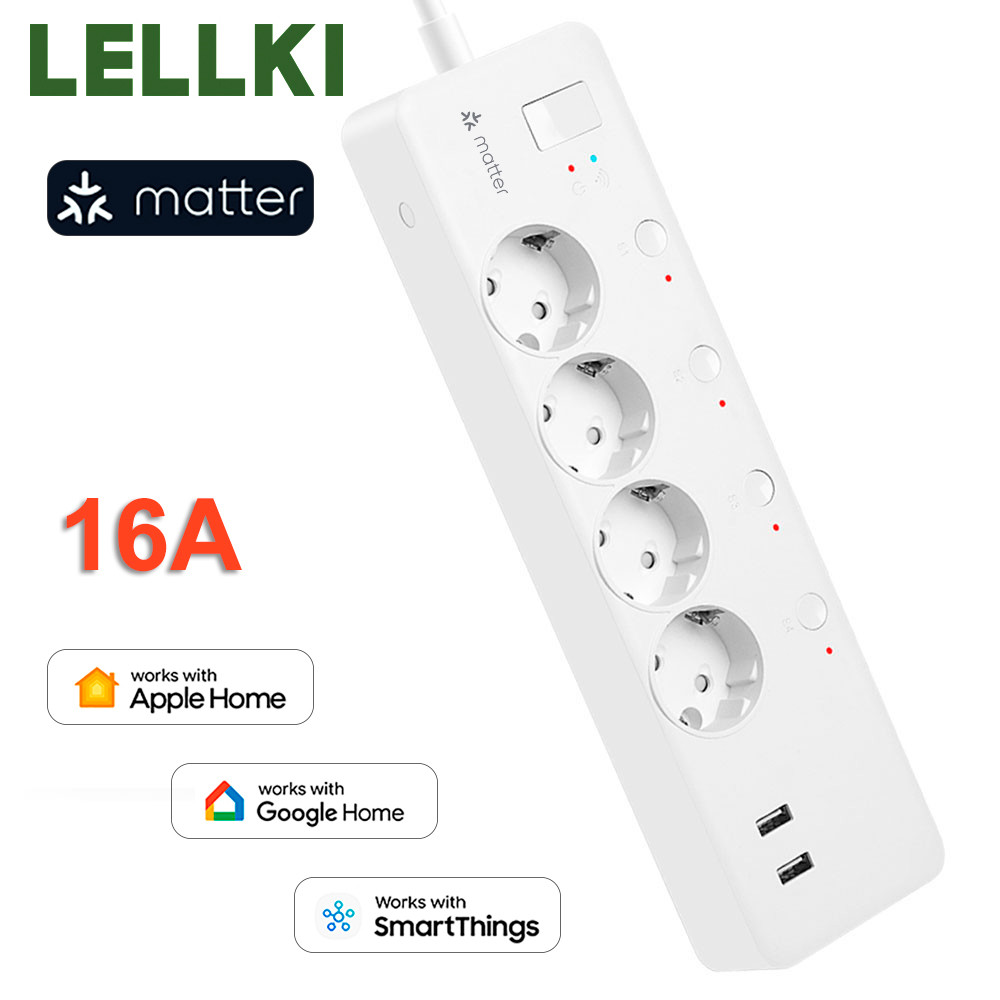 LELLKI Matter Power Strip Kr Usb Smart Plug Google Home Timer Outlet