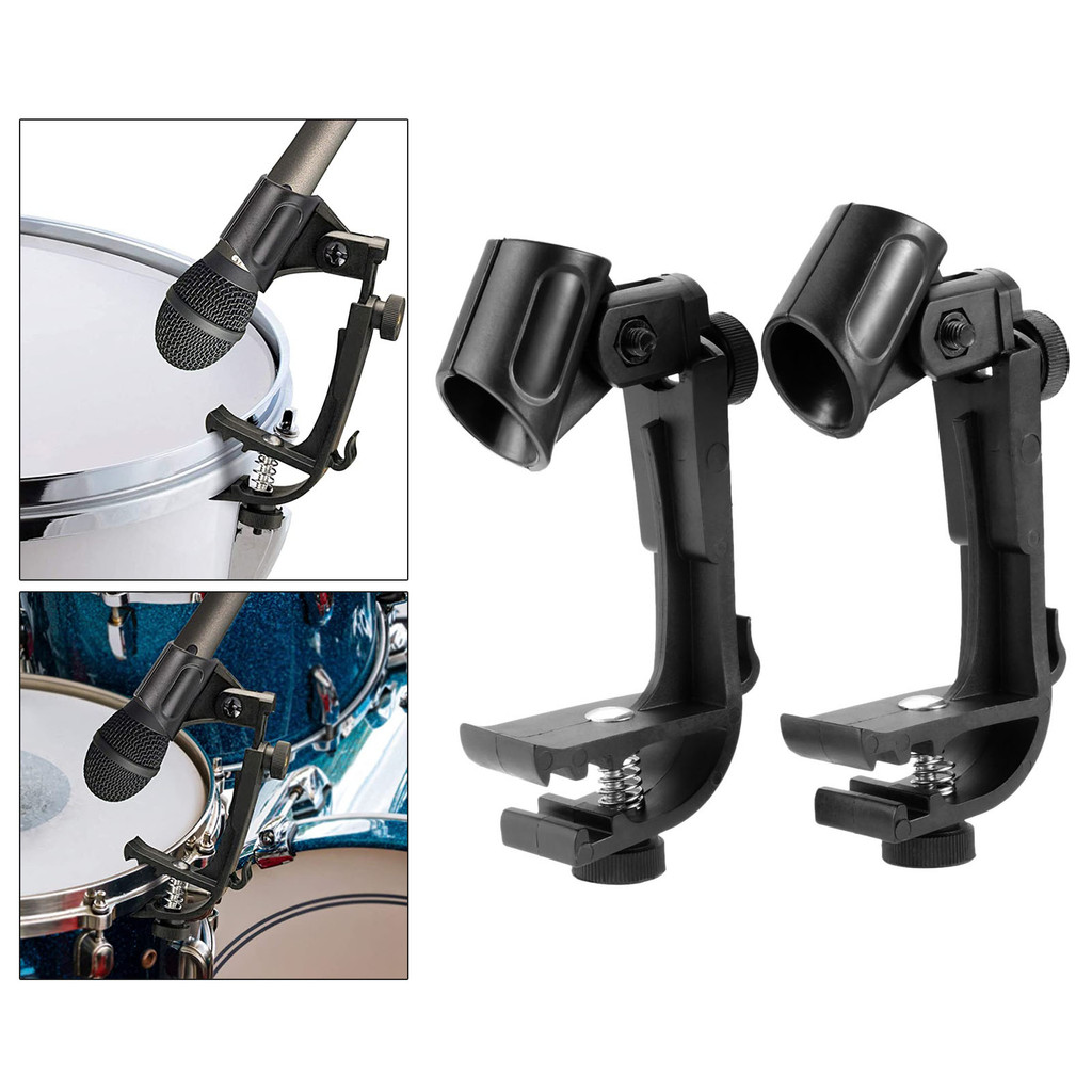 2Pcs Adjustable Snare and Tom Drum Microphone Mounting Clamp Mic