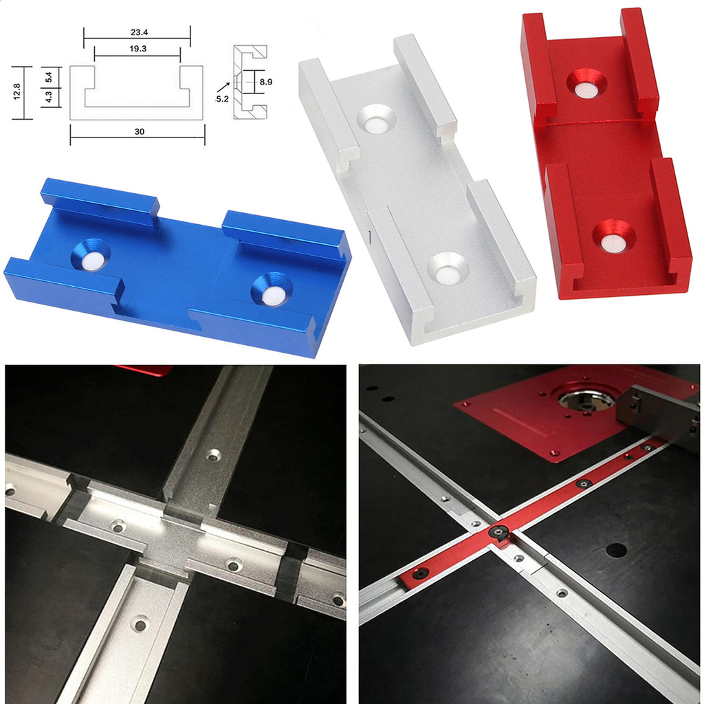 2pc/set T-Track Intersection Slot Woodworking Chute T Slot Cross Connector Track Miter Gauge Guide