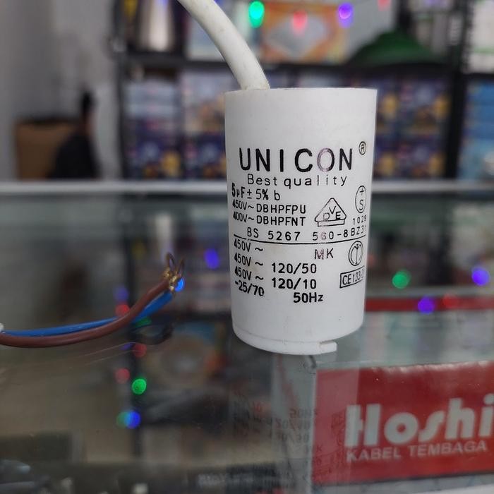 KAPASITOR 5 MIKRO UTICON BULAT KAPASITOR MESIN CUCI POMPA 5 UF 5UF