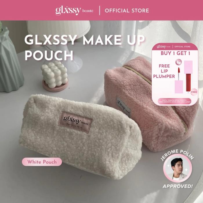 Glxssy Makeup Pouch - White & Pink