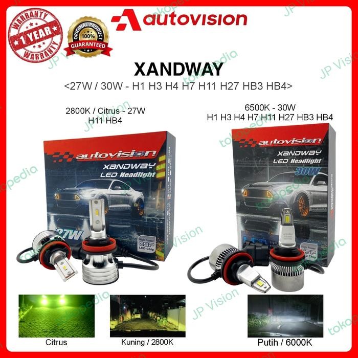Lampu LED Mobil H11 / H7 / HB3 / HB4 Autovision Xandway 30 Watt