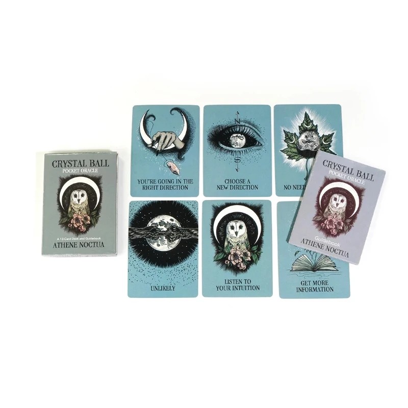

1Pcs Deck Tarot 10.3*6cm Crystal Ball Pocket Oracle Cards 13 Pcs Cards Yes or No Card with Guidebook