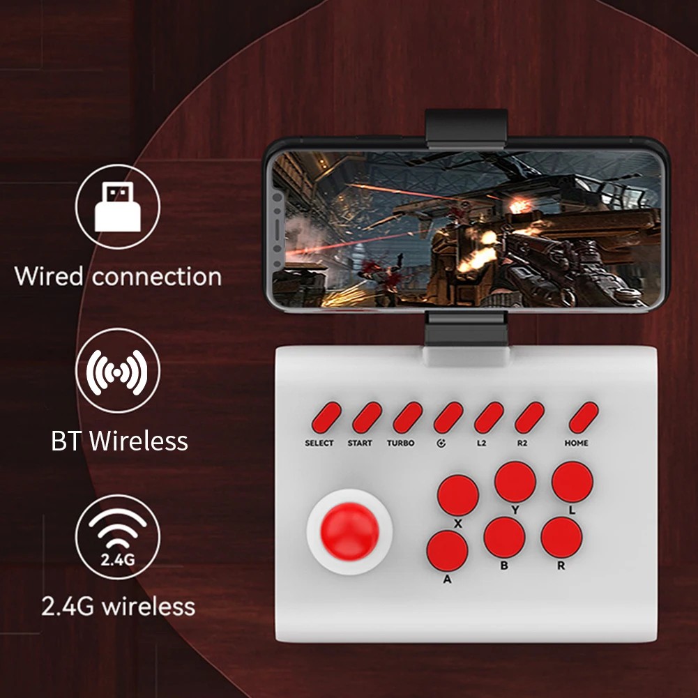 

6 In 1 Retro Arcade Console Game Joystick Rocker Wireless Bluetooth Wired Fighting Controller for