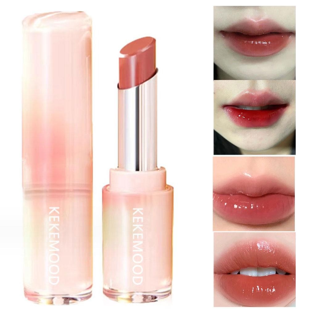 Jelly Lipstick For Kekemood Moisturizing Mirror Water Light Solid Lip Gloss Glass Tea Red Brown Lip