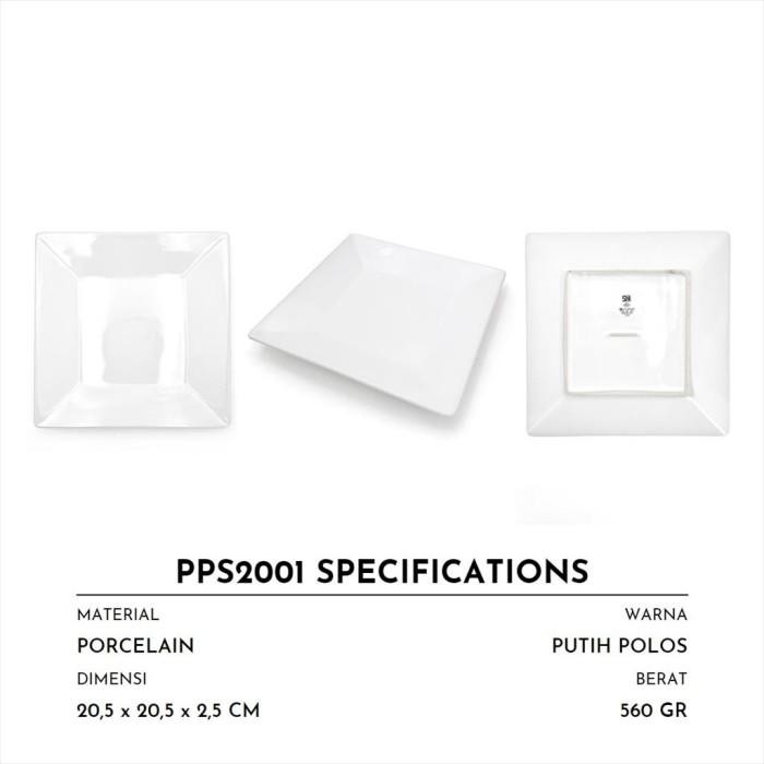[Allthebest] Piring Saji Makan Persegi Kotak Segi 4 Keramik Porselen SNI Putih