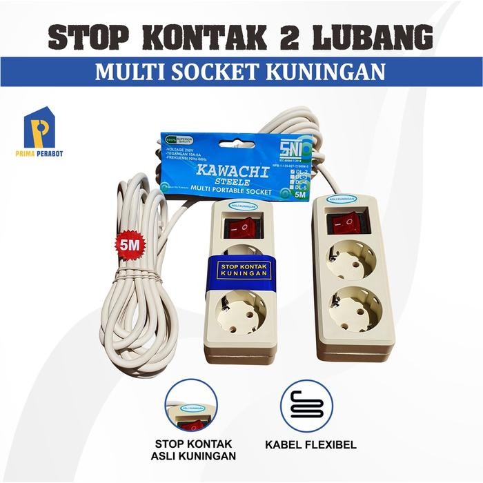 (Allthebest) Stop Kontak Putih 5 meter 2 lubang Terminal Listrik 2 Lubang