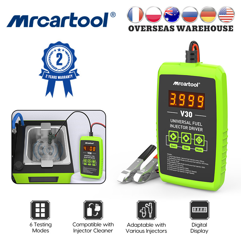 MRCARTOOL V30 penguji injektor bahan bakar mobil, adaptor pembersih Flush Injector bahan bakar mobil