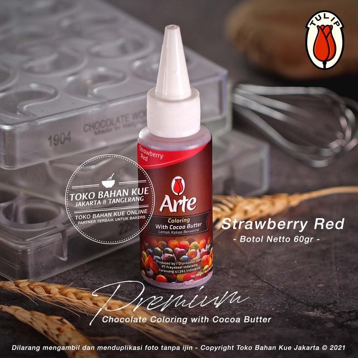 

Tulip Arte Strawberry Red Chocolate Coloring Cocoa Butter Warna Merah Gratis Ongkir