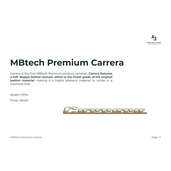 MBTech Carrera Meteran - Kulit Imitasi bahan jok mobil motor sofa