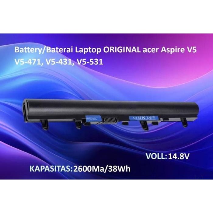 Battery/Baterai Laptop ORIGINAL acer Aspire V5 V5-471, V5-431, V5-531