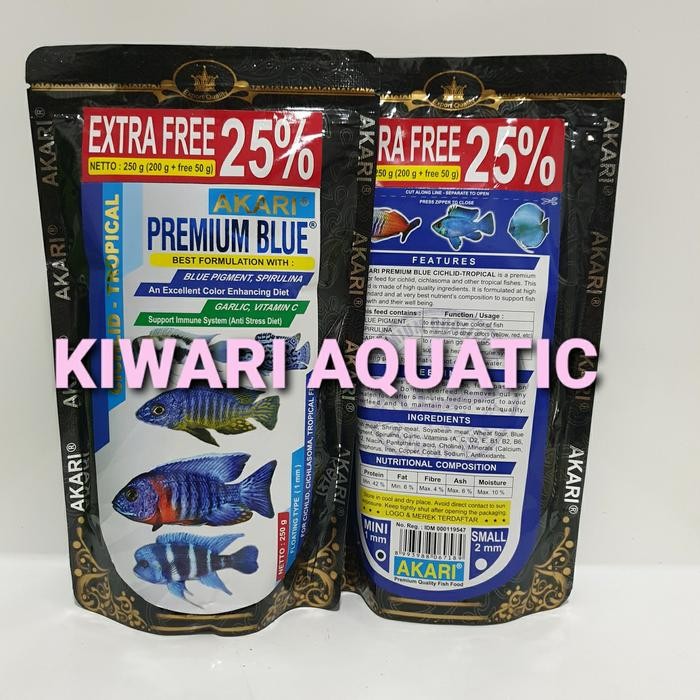 AKARI PREMIUM BLUE CICHLID 250GR PAKAN IKAN CICHLID BIRU 250 G GR GRAM