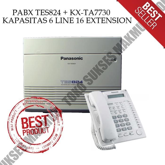 Terbagus Panasonic Kx-Tes824 + Kxt 7730 Pabx 6 Co 16 Ext