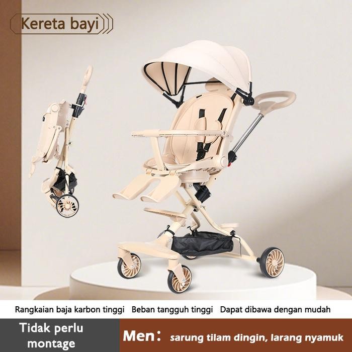 Topborn Stroller Kereta Bayi Lightweight Foldable Two-Way Bisa Duduk Atau Berbaring Kereta Dorong