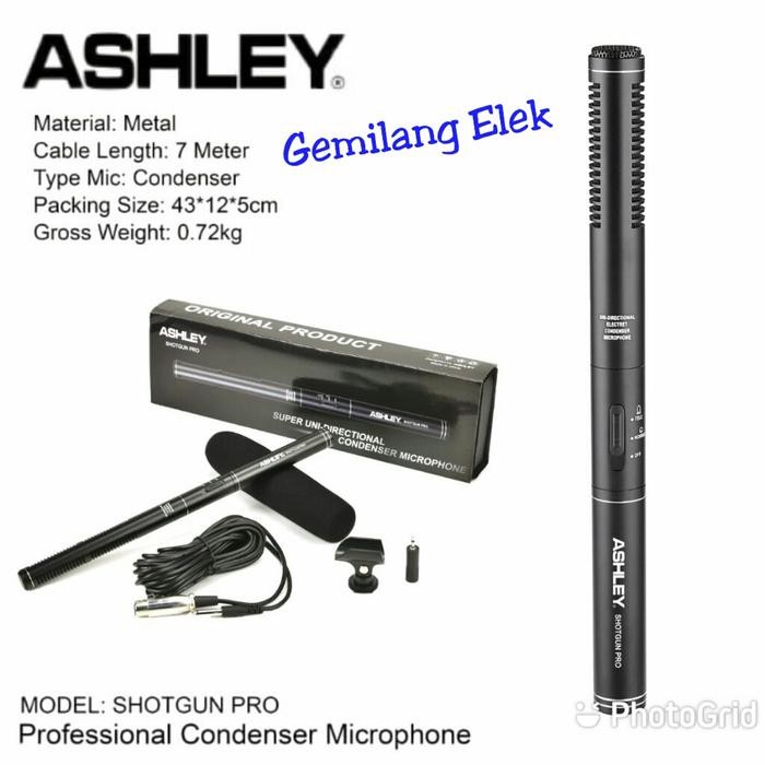 Mic Kabel Condenser ASHLEY Shotgun Pro Original Condensor Mic