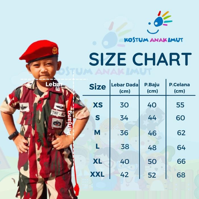 xie [KOSTUMANAKIMUT] KOSTUM ANAK LORENG TNI KOPASSUS-BAJU LORENG TNI ANAK-BAJU TENTARA ANAK
