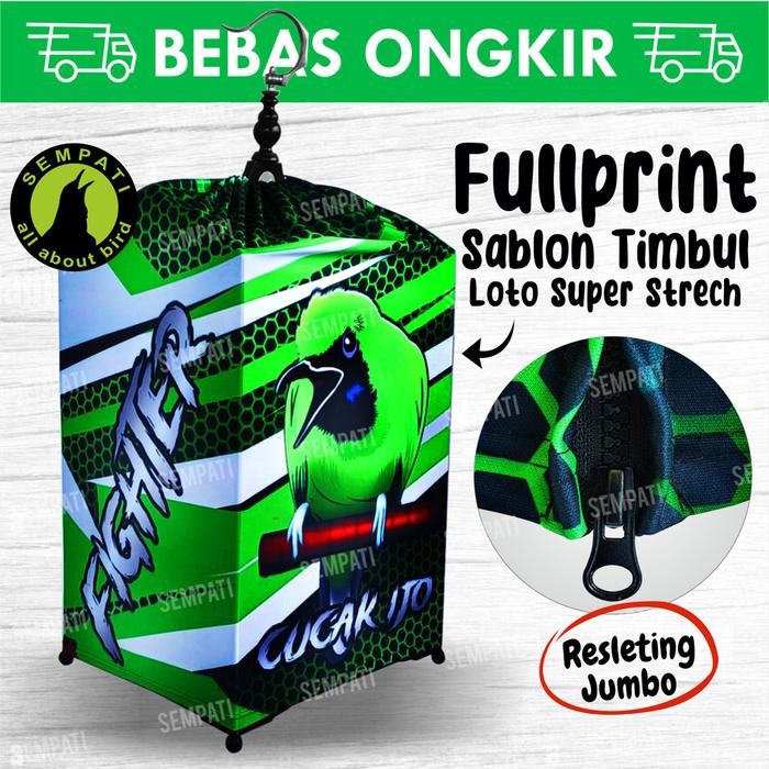 Krodong Kerodong Kotak No 2 Full Printing Motif Cucak Ijo Single Layer Bahan Lotto Super Kain Kurung