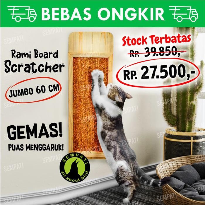 Garukan kucing tempel dinding size jumbo 60cm papan cakaran kucing
