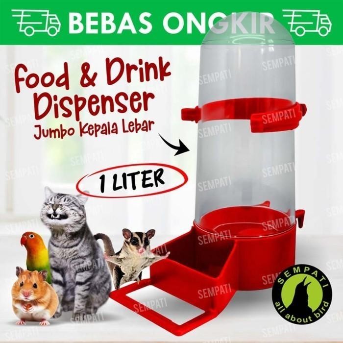 DISPENSER TABUNG JUMBO KEPALA LEBAR CEPUK WADAH PAKAN MINUM BURUNG