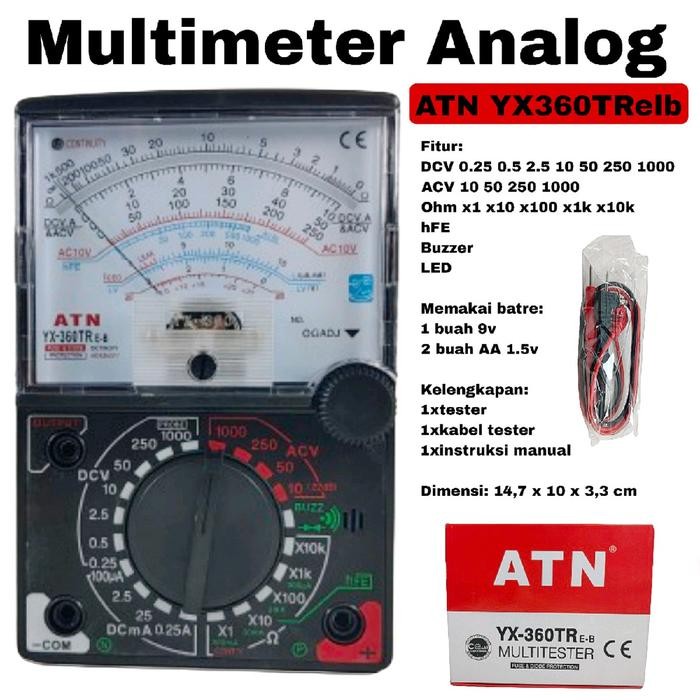 Terbatas.. Multitester Atn Yx360Treb Multimeter Analog Yx-360Treb Tester Yx 360 Treb