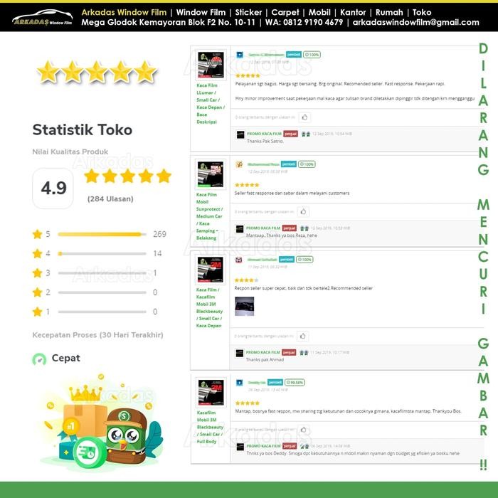 Kaca Film Mobil Llumar Stratos / Medium Car / Kaca Depan / Kacafilm