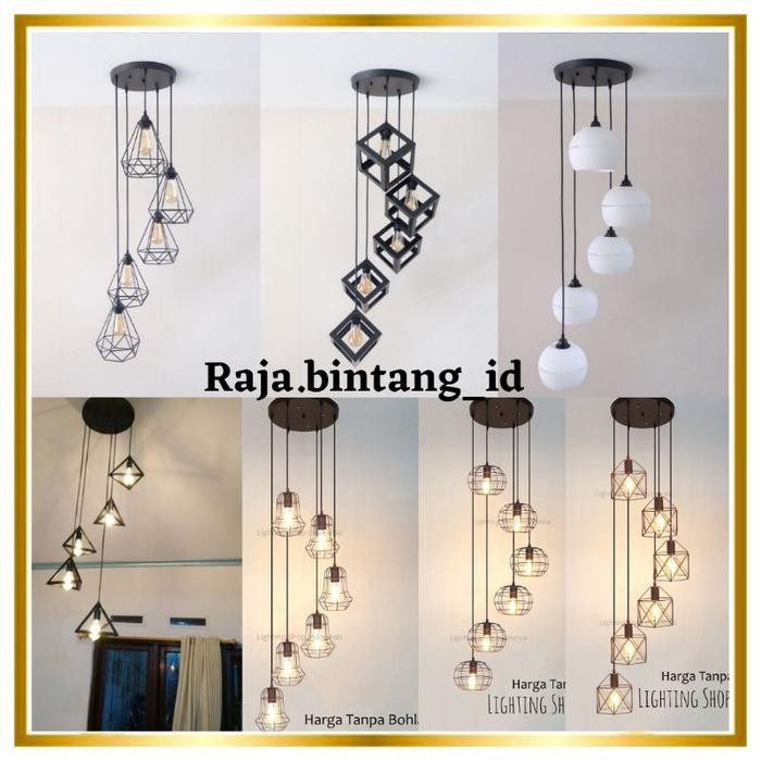 (Expert) Lampu Gantung Minimalis 5 In Modern Vintage Retro Lampu Hias