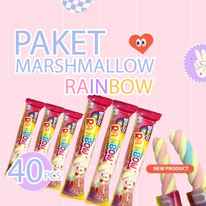 

New PAKET MARSHMELLOW RAINBOW 40PCS ANEKA RASA BUAH BUAHAN TERBARU BERAT 8g warna warni Candy Food