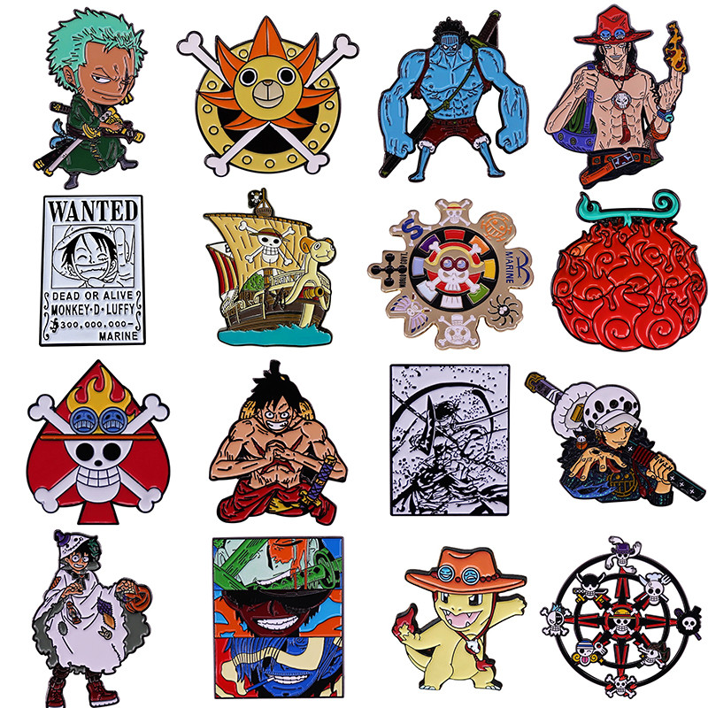 One Piece Broo  Luffy Skull Enamel Broo  Trafalgar Enamel Pin Lapel Pins Badge Hats Clothes