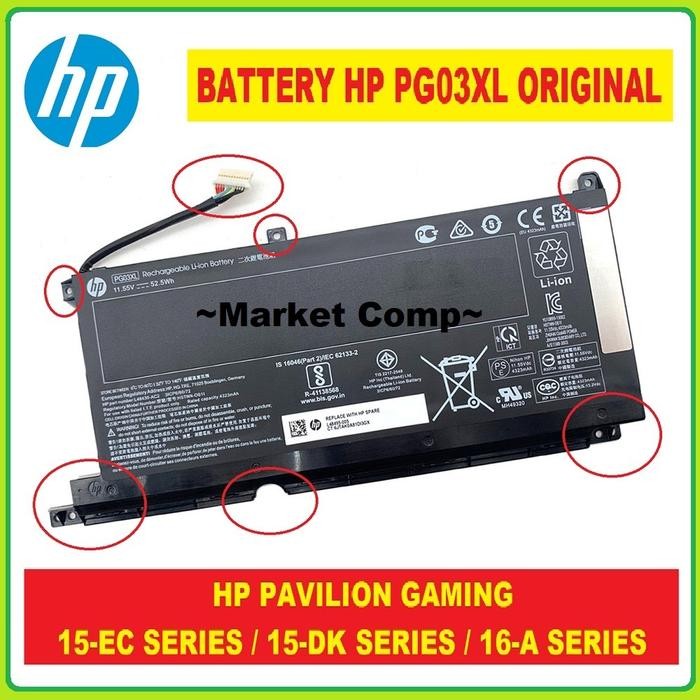 New Baterai Pg03Xl Original Hp Pavilion 15 Gaming 15 15-Ec 15-Dk Amd Ryzen