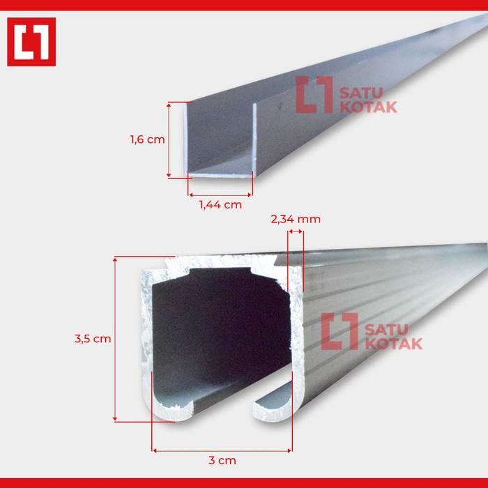 Weldom Rel Aluminium Pintu Lipat Kayu Kaca Folding Door Rail 2 Meter