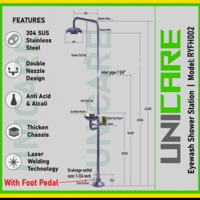 Emergency Eye Wash Shower Unicare / Unicare Berkualitas