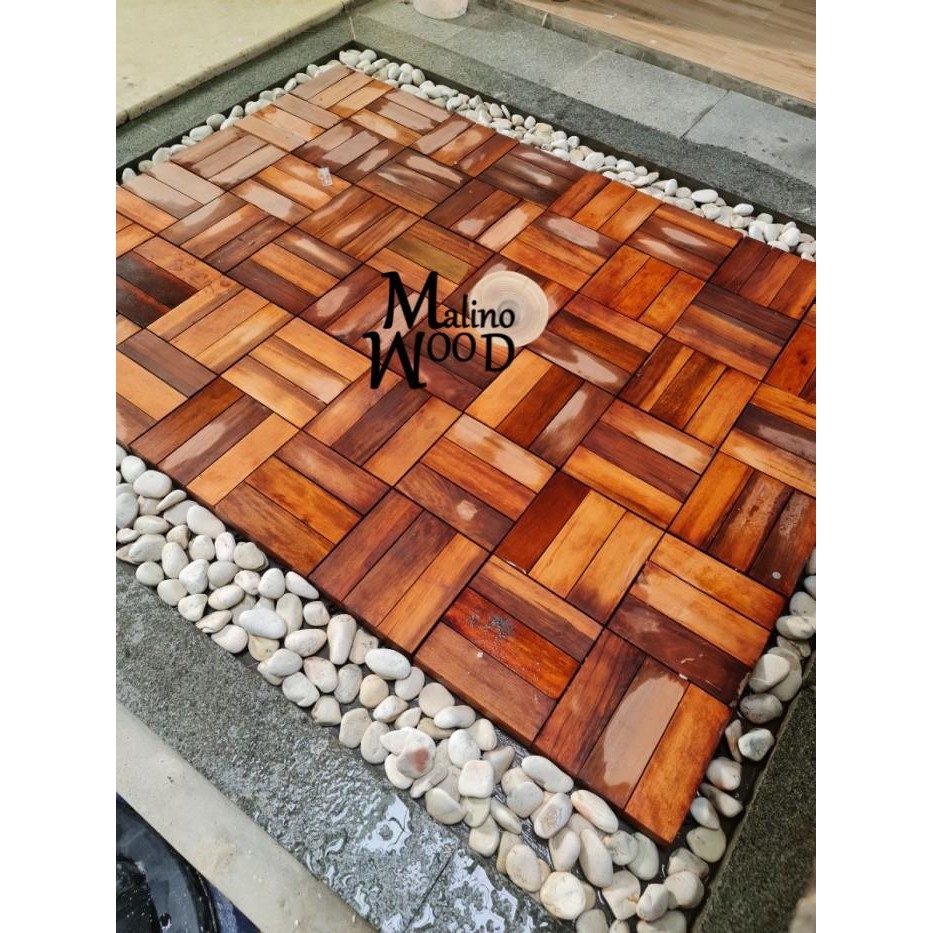 [Expert] Decking tile kayu ulin kebun kolam teras ukuran 30x30 cm unfinis
