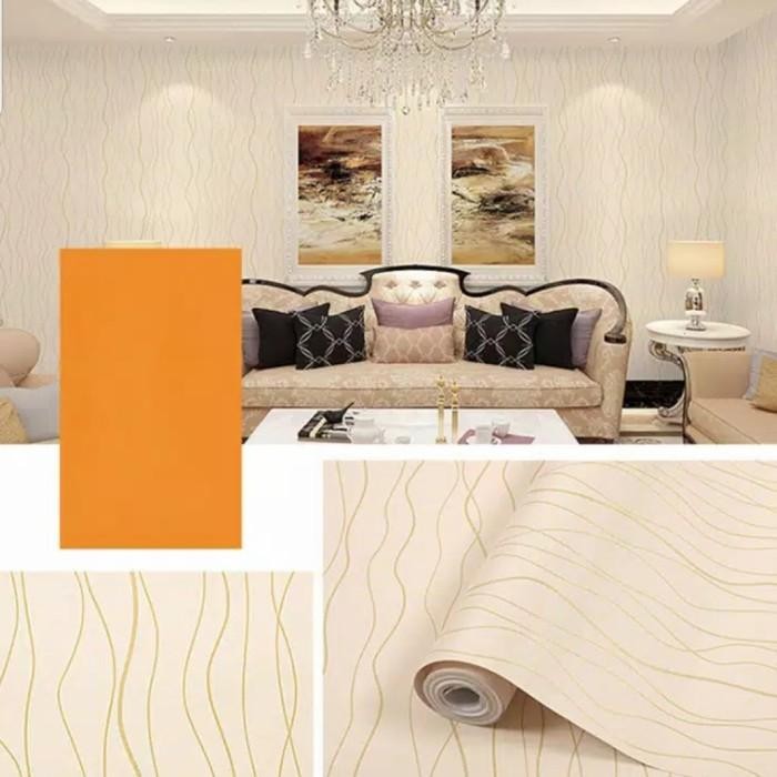 [Expert] Wallpaper Sticker Dinding Motif Salur Gold Emas